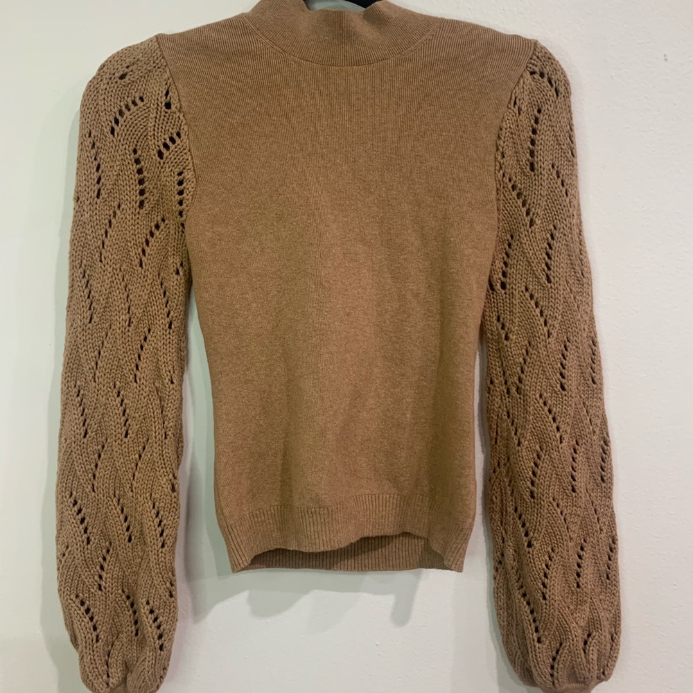 Bailey 44 Sweater Tan Knit Sweater Top Size Small